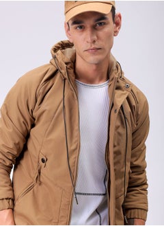 Men Slim Fit Solid Puffer Jackets