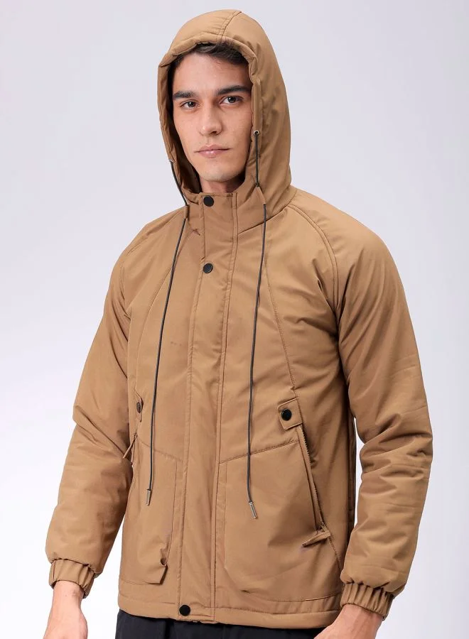 شركة المرآب الهندية Men Slim Fit Solid Puffer Jackets