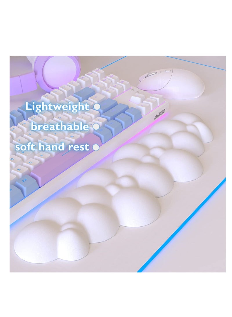 Y&D Cloud Mouse Pad Wrist Support Keyboard Rest Set with Ergonomic Memory Foam,Non-Slip Base,Cloud Coasters for Home,Office,Laptop,Desktop Computer,Easy Typing Pain Relief- White  - Image 3
