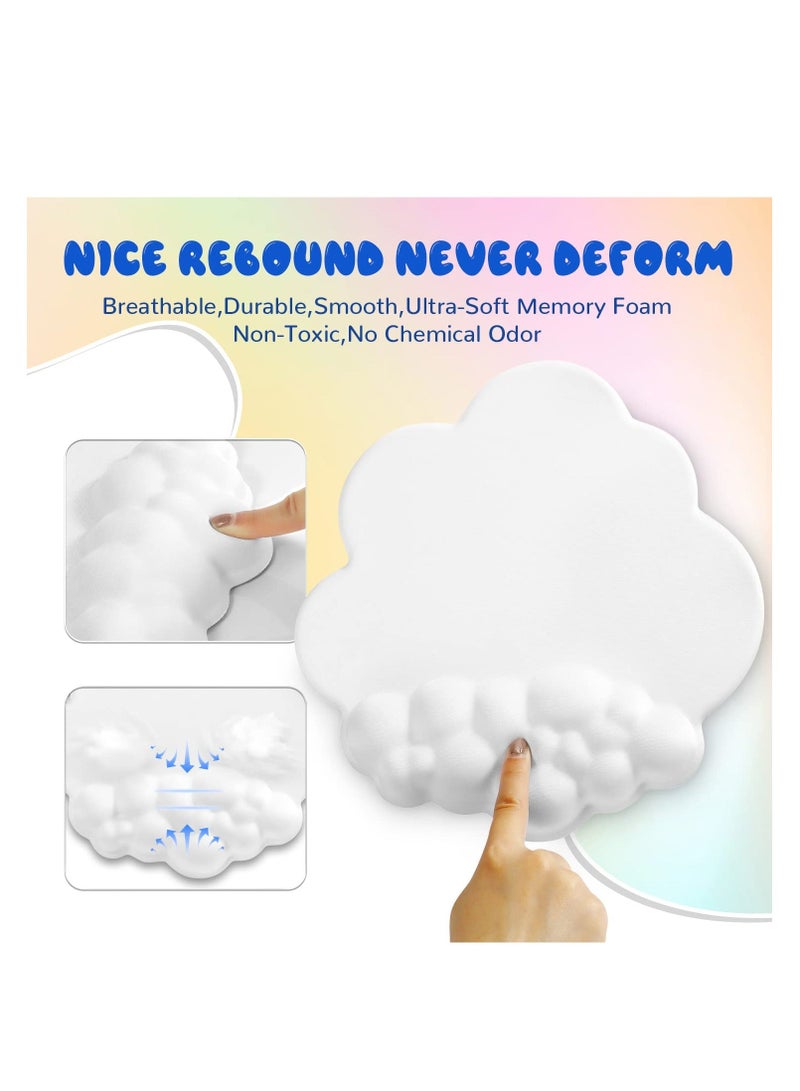 Y&D Cloud Mouse Pad Wrist Support Keyboard Rest Set with Ergonomic Memory Foam,Non-Slip Base,Cloud Coasters for Home,Office,Laptop,Desktop Computer,Easy Typing Pain Relief- White  - Image 5