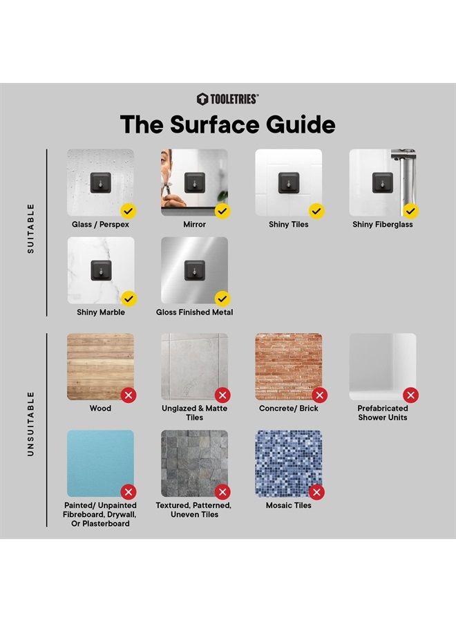 TOOLETRIES مجموعة الفرك النهائية - مع 2X فرك وحوامل - منظم أدوات الحمام السيليكوني، ملحقات الدش والحمام - يتميز بتقنية قبضة السيليكون، قابلة للإزالة وإعادة الاستخدام - فحم - Image 3