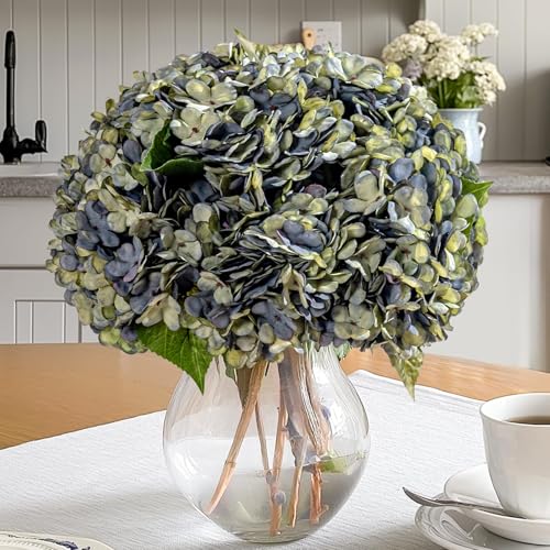 Bailikang 10 Pcs Faux Silk Hydrangea with Stems - Fall Hydrangeas Artificial Flowers Silk Flower Fall Winter Artificial Bouquet for Wedding Bridal Home Table Decor Without Vase - Image 1