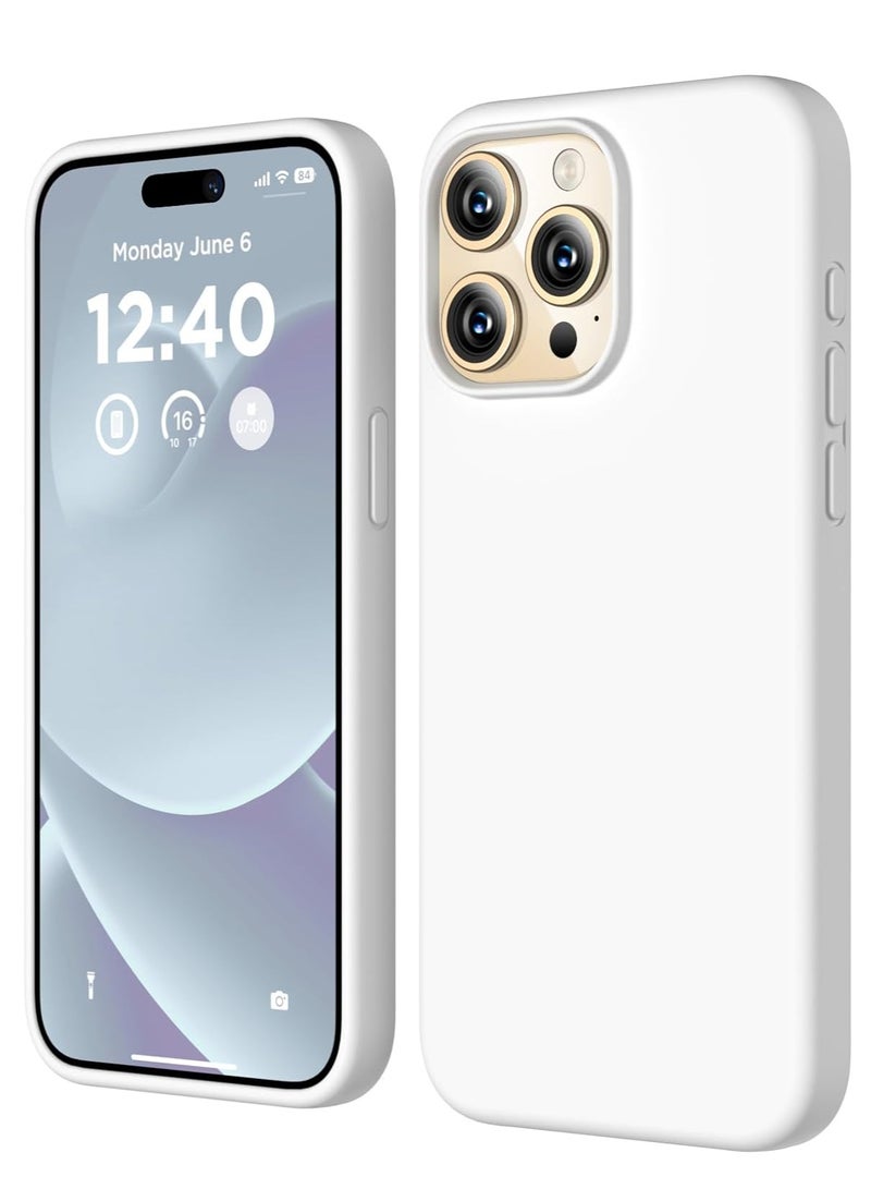 ELTRAZONE Compatible with iPhone 15 Pro Max Case, Liquid Silicone Case, Full Body Shockproof Protective Cover Slim Thin Phone Case with Soft Anti-Scratch Microfiber Lining, 6.7 inch-White - Image 1