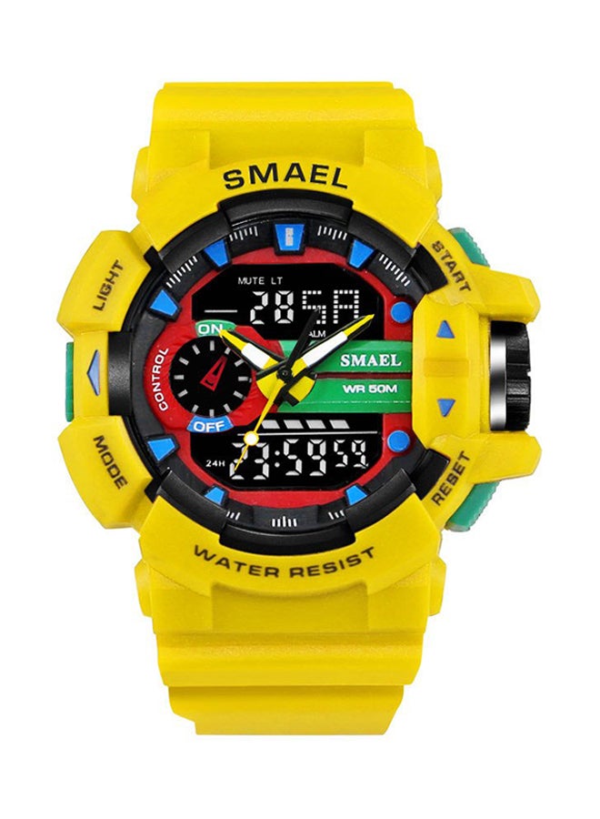 سميل ساعة رقمية وبعقارب بسوار مطاطي مقاومة للماء طراز Ws1436 unisex