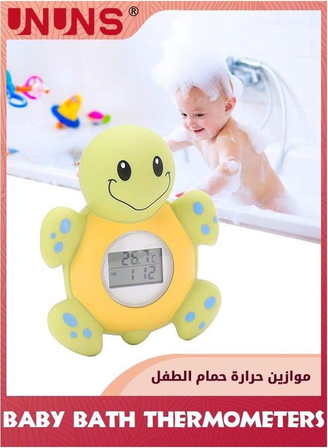 UNUNS Baby Bath Thermometer,Cute Tortoise Bathroom Water Thermometer For Kids,Bathroom Safety Temperature With Automatic Induction Switch,LED Warning,Smart Accurate - Image 1