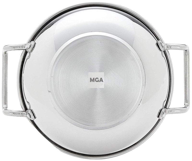 MGA Stainless Steel Heavy Base Flat Bottom Kadai for Kitchen Deep Frying, Halwa Kadhai, Snack Fry, Cooking Kadhai for Induction and Gas Stove Karahi Wok Pan with Handle Cookware - Image 4