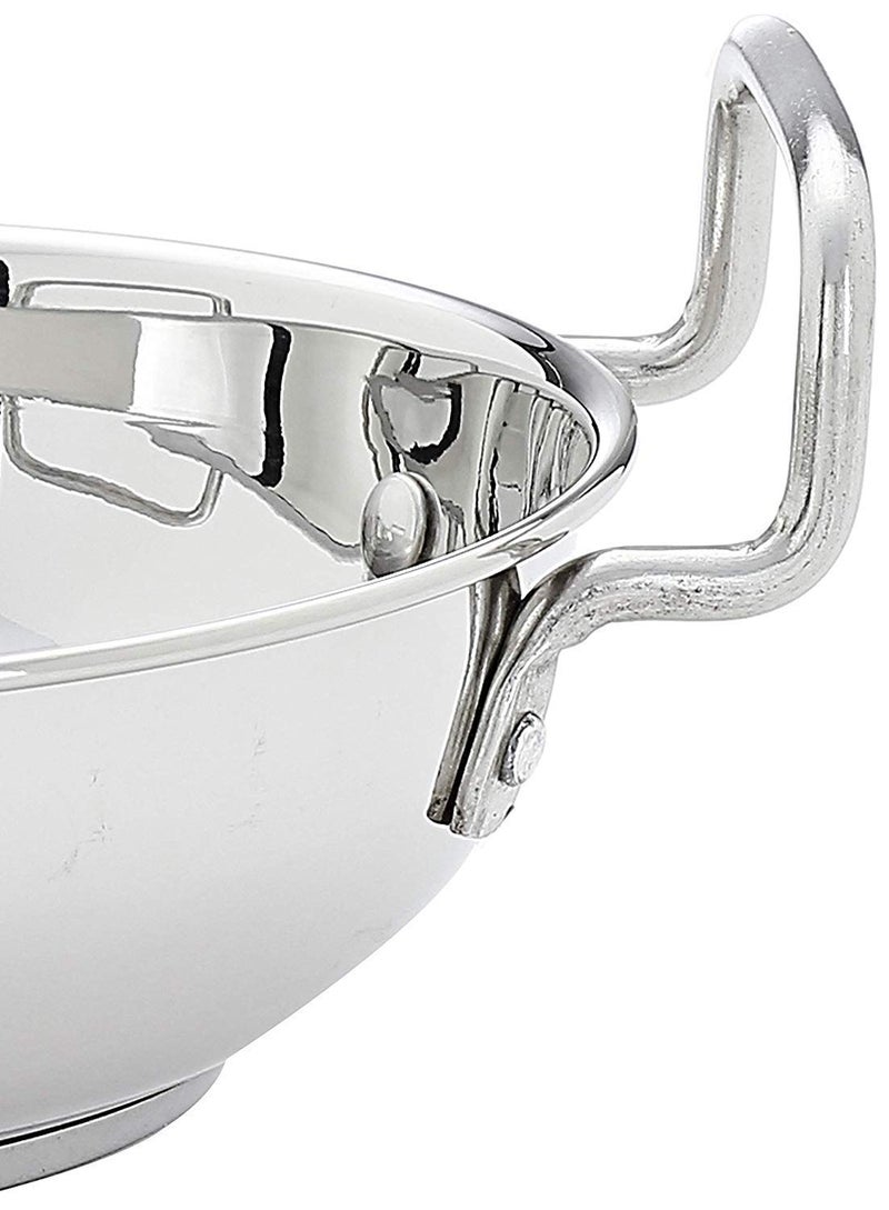 MGA Stainless Steel Heavy Base Flat Bottom Kadai for Kitchen Deep Frying, Halwa Kadhai, Snack Fry, Cooking Kadhai for Induction and Gas Stove Karahi Wok Pan with Handle Cookware - Image 2