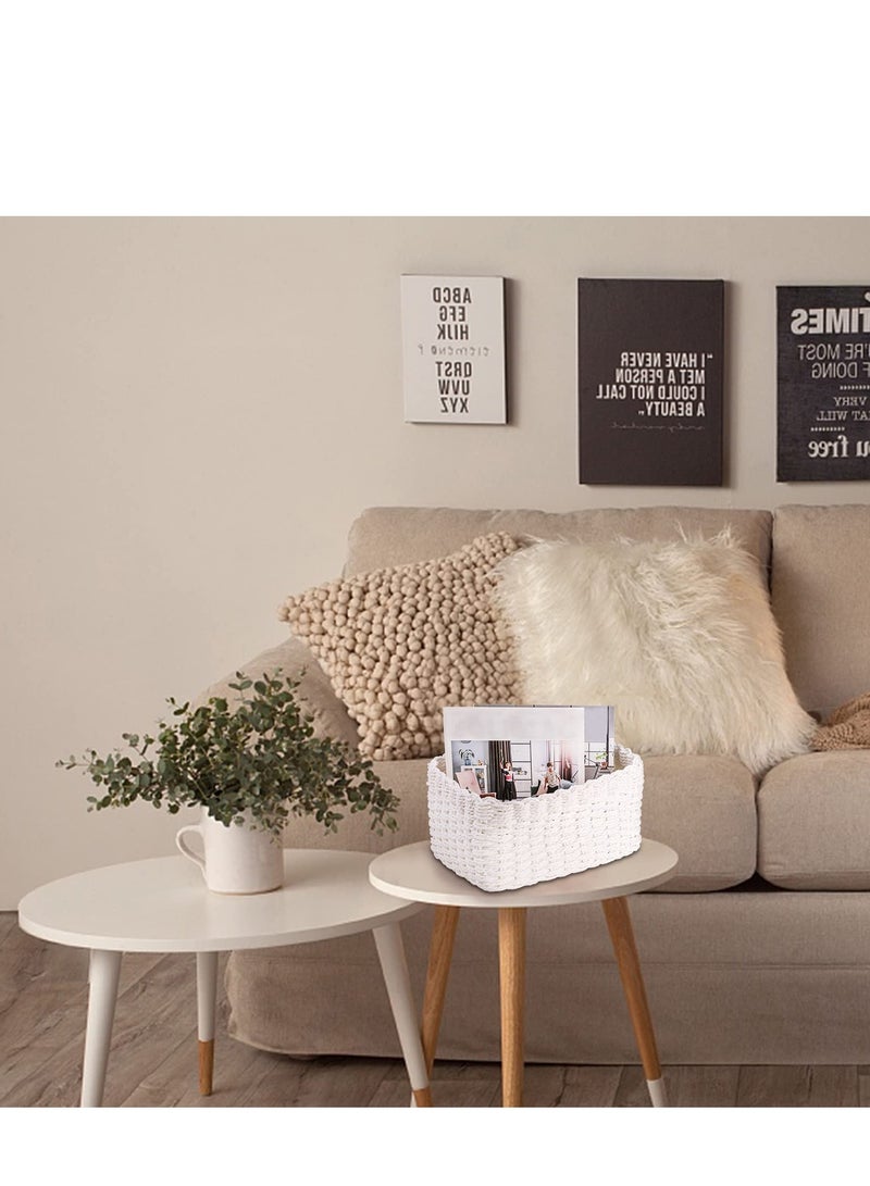 SYOSI 3 قطع سلال تخزين مصنوعة من حبال الورق المتينة، حاويات تنظيم متعددة الأغراض مطرزة للأطفال ودواليب الأطفال، ديكور الغرفة، ألعاب الكلاب والقطط، سلال هدايا فارغة - أبيض 3 أحجام - Image 4