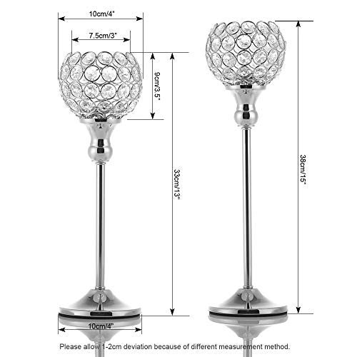 VINCIGANT Silver Crystal Votive Candle Holders Set of 2 for Table Centerpieces, Wedding Dinning Room Table Tealight Candle Stand,Christmas Housewarmin - Image 4