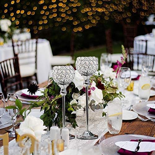 VINCIGANT Silver Crystal Votive Candle Holders Set of 2 for Table Centerpieces, Wedding Dinning Room Table Tealight Candle Stand,Christmas Housewarmin - Image 5