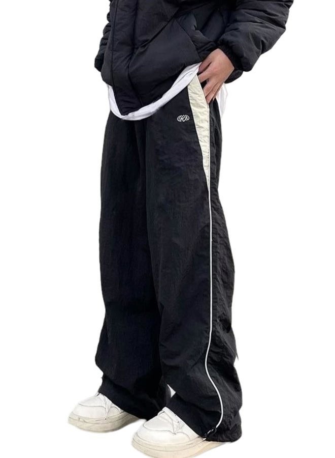 FCOOLYEET Mens Y2k Sweatpants Vintage Baggy Pants Hip Hop Track Pants Y2k Parachute Pants for Men, Xb#black, X-Large - Image 1