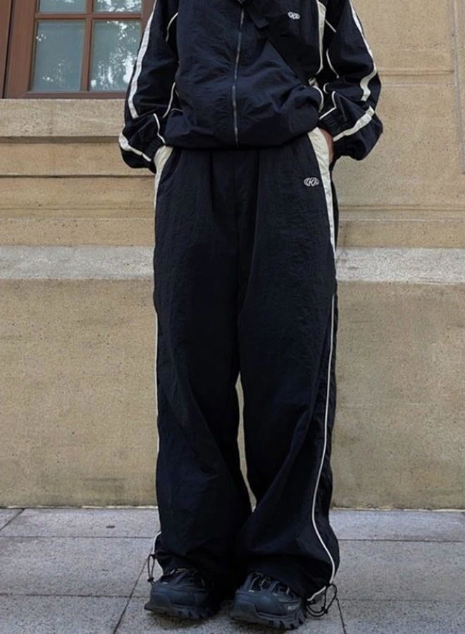 FCOOLYEET Mens Y2k Sweatpants Vintage Baggy Pants Hip Hop Track Pants Y2k Parachute Pants for Men, Xb#black, X-Large - Image 3