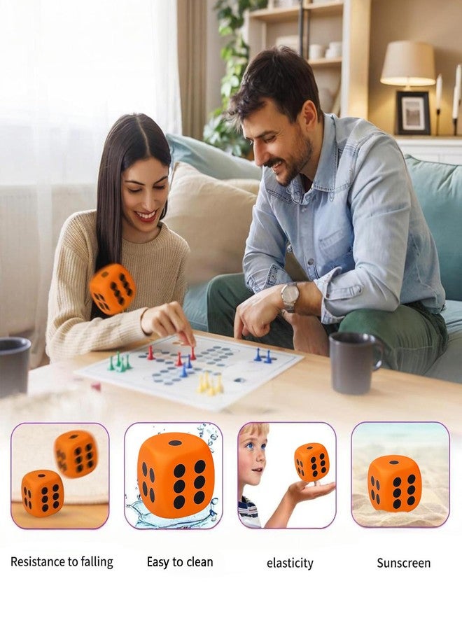 مكعبات نرد برتقالية كبيرة، مكعبات نرد، تصميم ثابت، مناسبة لألعاب الطاولة، والتجمعات في الفناء الخلفي، ورحلات التخييم - Image 4