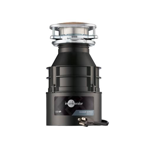 InSinkErator Garbage Disposal with Power Cord, Badger 1, Standard Series, 1/3 HP Continuous Feed, Black - Image 1