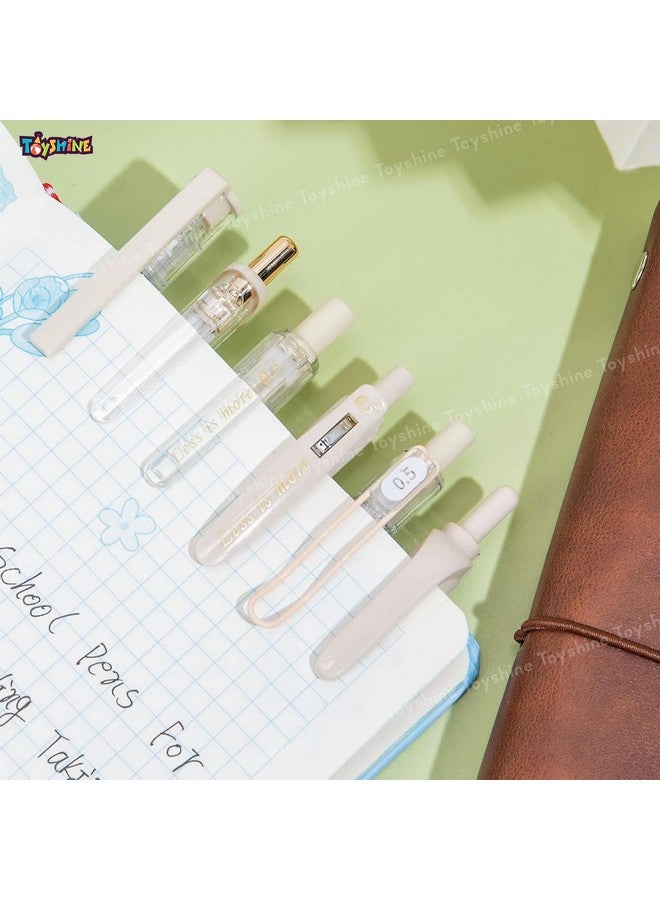 Toyshine 6 pcs Kawaii Click Action 0.5mm Neutral Pens Set High Aesthetic Value Fast Drying Kids Stationery Gift - Beige - Image 4