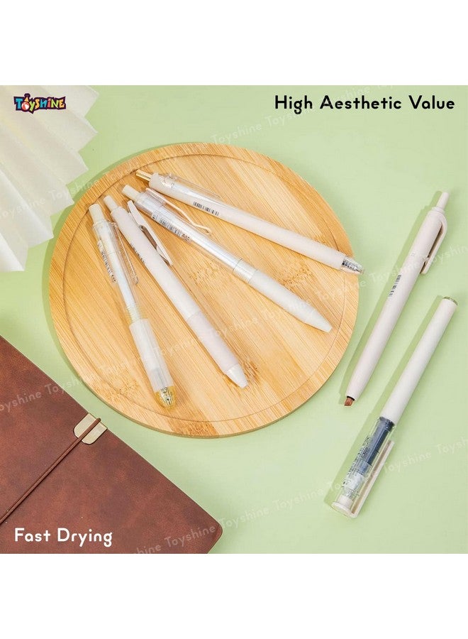 Toyshine 6 pcs Kawaii Click Action 0.5mm Neutral Pens Set High Aesthetic Value Fast Drying Kids Stationery Gift - Beige - Image 3
