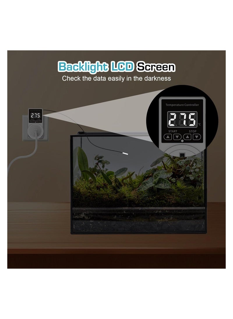 2PcsDigital Thermostat Plug Socket Thermostat Outlet Socket Thermostat Plug Day and Night Thermostatic Uk Plug Lcd Screen Heating Cooling Temperature Switch for Greenhouse Reptile