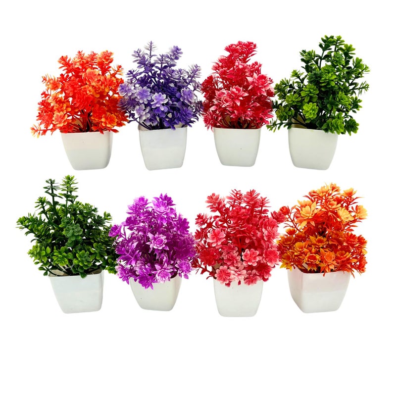 Madhav Enterprises Artificial Plants with Pot Showcase Decoration Plants Flowers Fake Plant Artificial Plants for Home Decor Office Gifting Plants Decorative Pack of 8 RVAP22 - Image 1