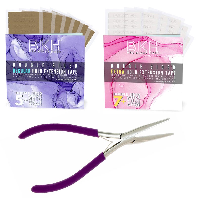 Big Kizzy Hair Extensions Tape Pressing Sealing Tool + 72 Tabs Regular Hold + 72 Tabs Extra Hold 4cm x .8cm Hair Extension Tape. Compatible with Hot Heads, Hairdreams, Babe & Most Other Brands. - Image 1