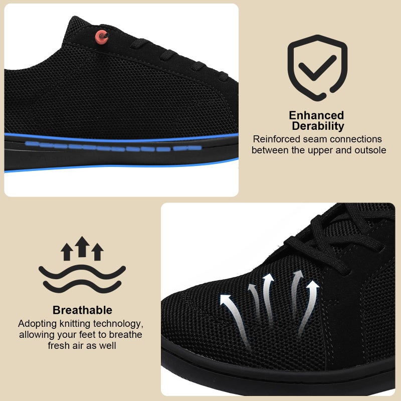 Pulltop Barefoot Wide Toe Box Shoes for Women - Minimalist Sneakers | Zero Drop Sole | Extra Wide Slip on for Walking All Black Size 6 Wide - Image 5