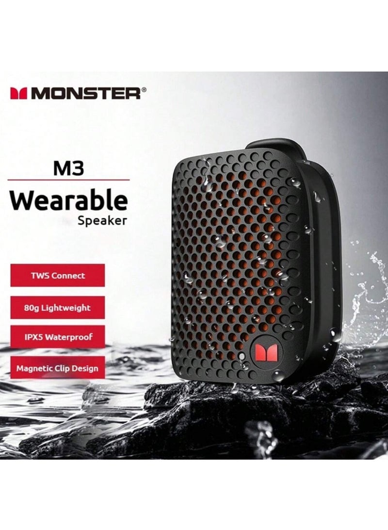 Monster Blaster Micro Bluetooth Speaker, IPX7 Waterproof Level, USB-C Charging Port, 450mAh Battery Capacity - Black