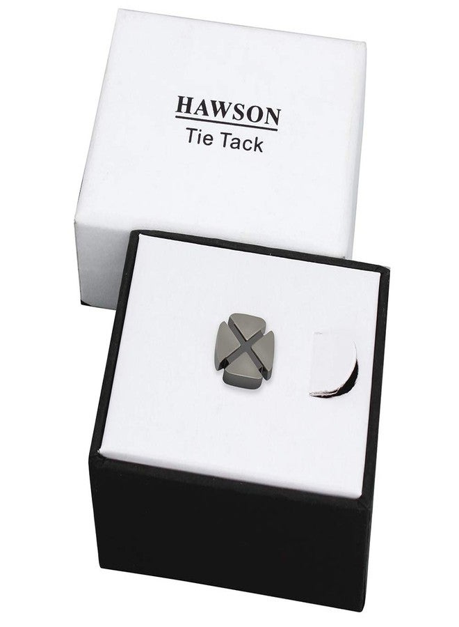 HAWSON Tie Tack for Men with Chain-Mens Fashion X-Shaped and Gun-Black Square Tie Pin for Wedding Business Accessories - Image 4