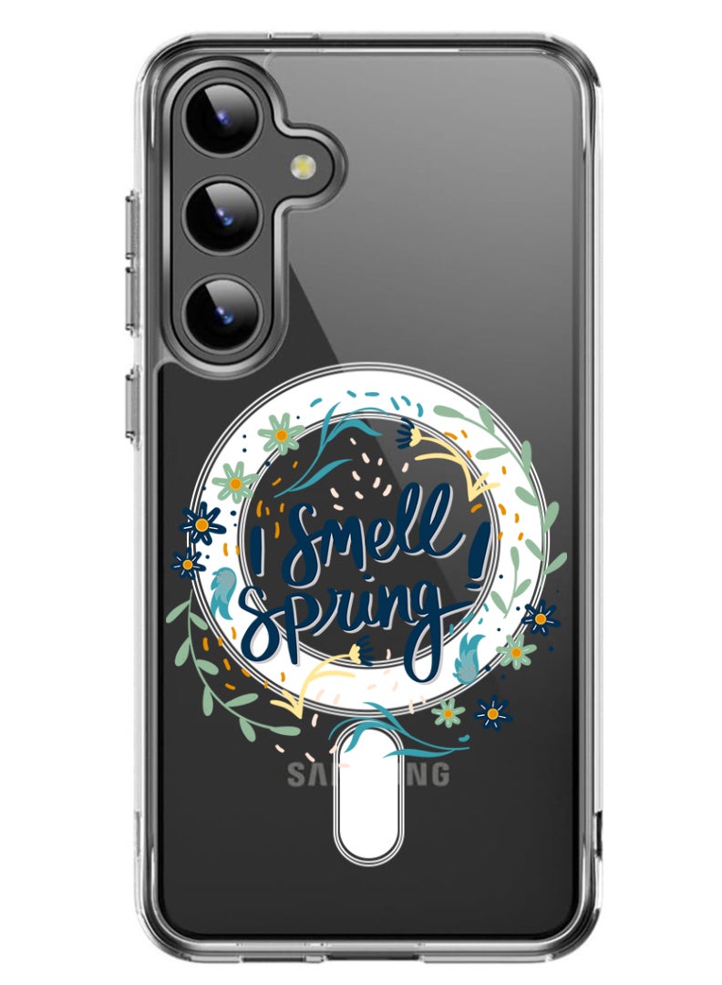 Theodor Magnetic Case for Samsung Galaxy S24 6.2-inch Compatible with MagSafe Wireless Charging, Shockproof Phone Bumper Cover I smell Spring - Image 1