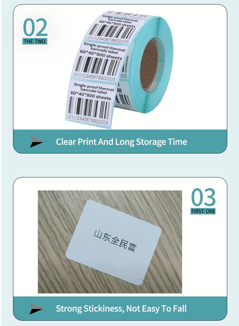 Kidle Thermal Label Roll Barcode Printer Sticker Waterproof Adhesive Sticker Inner Core 60*40*800 Sheets - Image 4