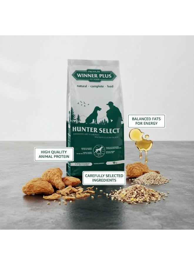 Winner Plus Super Premium Hunter Select |  Chicken Flavour  | All Breeds | For Adult Dog Owners | Pet Care Facilities | 18kg - Image 2