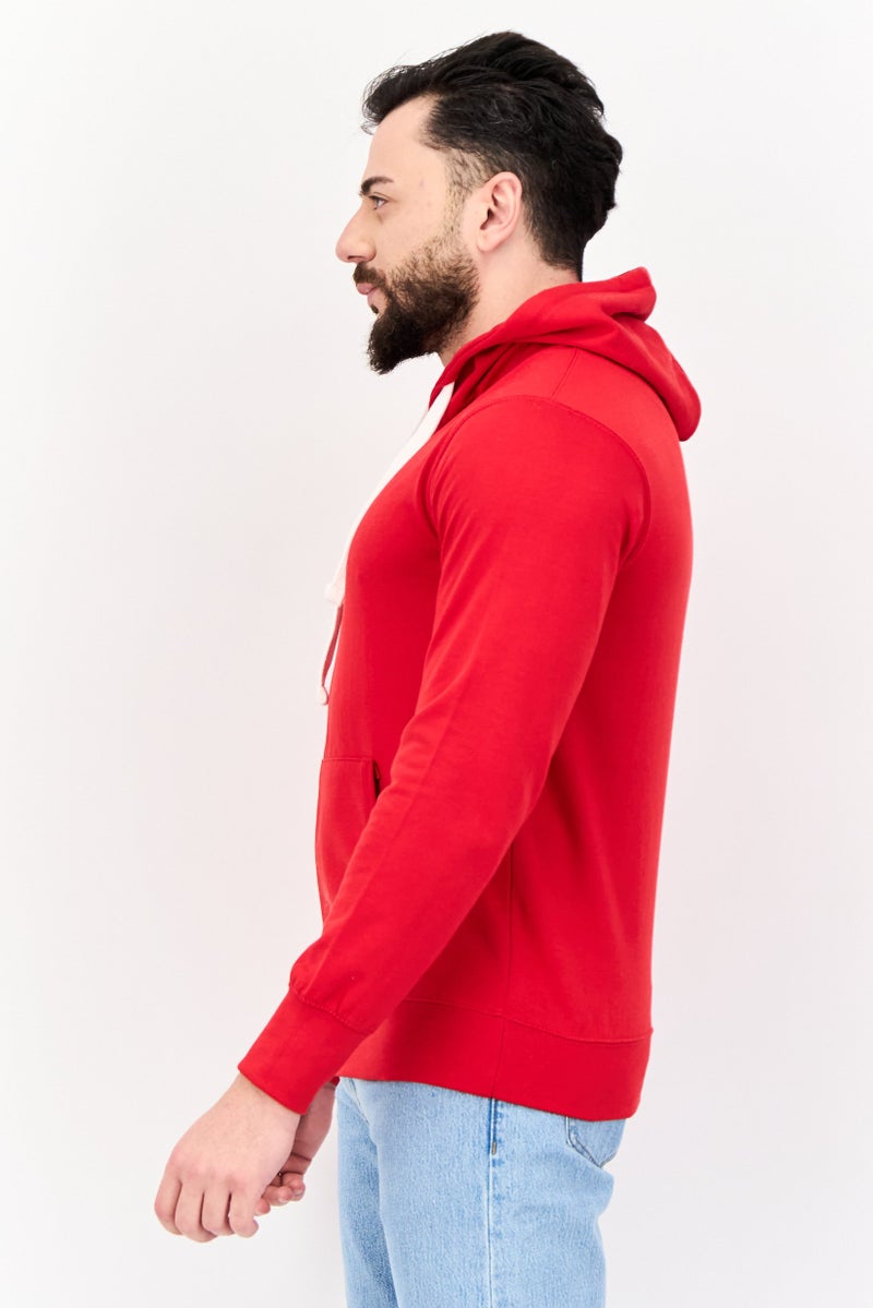 Fleece Factory هودي رجالي بأكمام طويلة بلون أحمر - Image 2