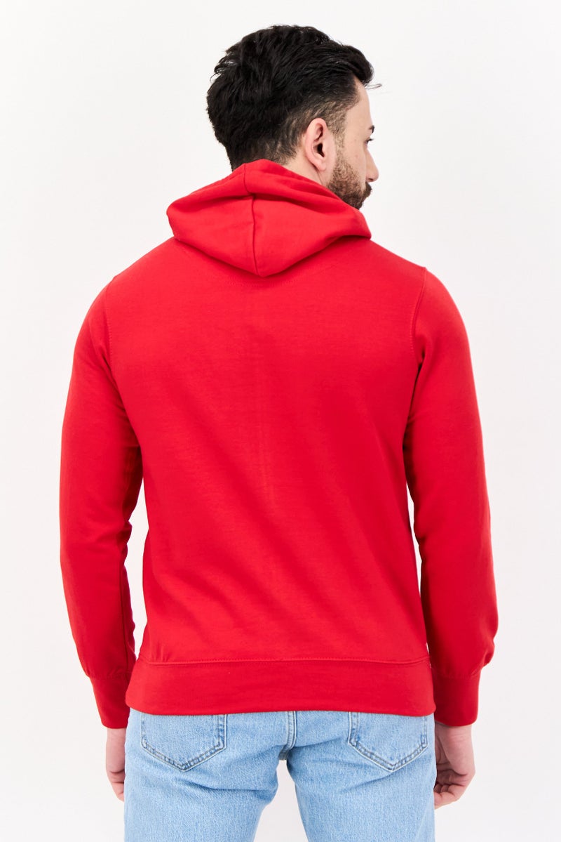 Fleece Factory هودي رجالي بأكمام طويلة بلون أحمر - Image 3