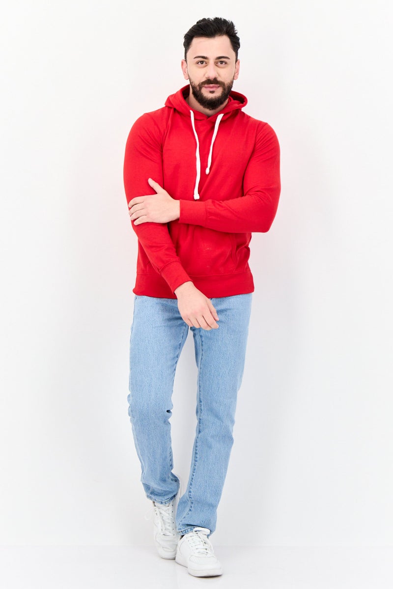 Fleece Factory هودي رجالي بأكمام طويلة بلون أحمر - Image 4