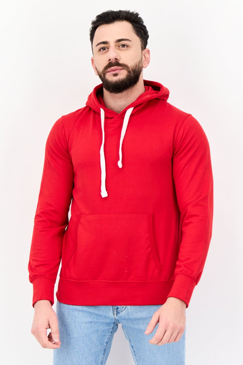 Fleece Factory هودي رجالي بأكمام طويلة بلون أحمر - Image 1