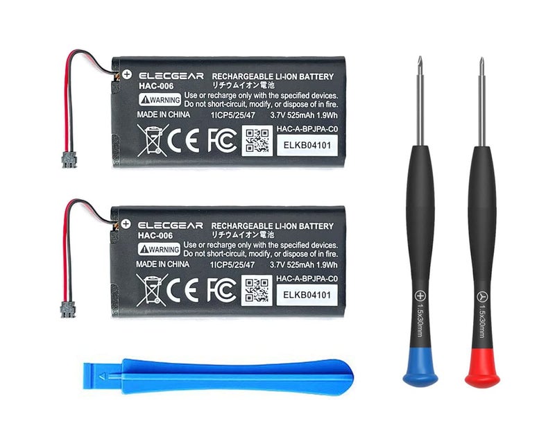 ElecGear 2 x Replacement Battery for Joy-Con Switch Controller, HAC-006 Internal Rechargeable Li-ion Battery for Nintendo Joycon Controller Left and Right with Repair Tool Kit - Image 4