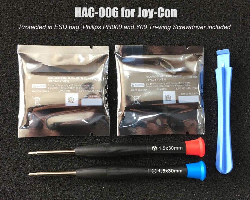 ElecGear 2 x Replacement Battery for Joy-Con Switch Controller, HAC-006 Internal Rechargeable Li-ion Battery for Nintendo Joycon Controller Left and Right with Repair Tool Kit - Image 3
