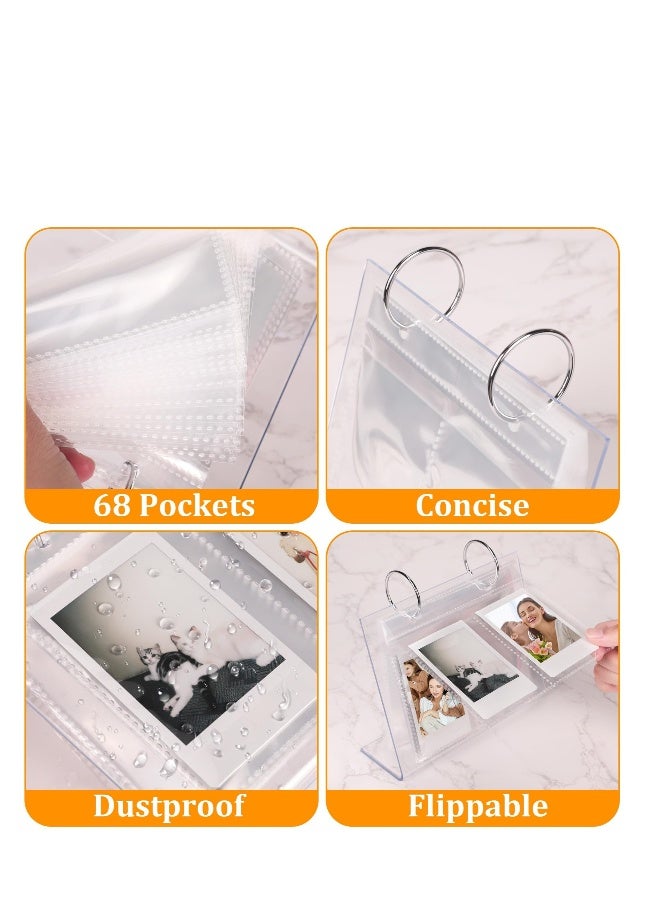 68 Pockets Desktop Standing Calendar Album, Acrylic Flip Mini Photo Book, Small Family Table Flip Photo Album Picture Holder, Suitable for 2x3 inch Polaroid/Fujifilm Cameras/Kpop Photocard - Image 4