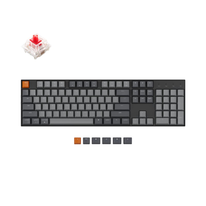 Keychron K10 Full Size 104 Keys Bluetooth Wireless Mechanical Gaming Keyboard for Mac Windows K Pro Red Switch MultitaskingWhite LED BacklightUSB C Wired Computer Keyboard