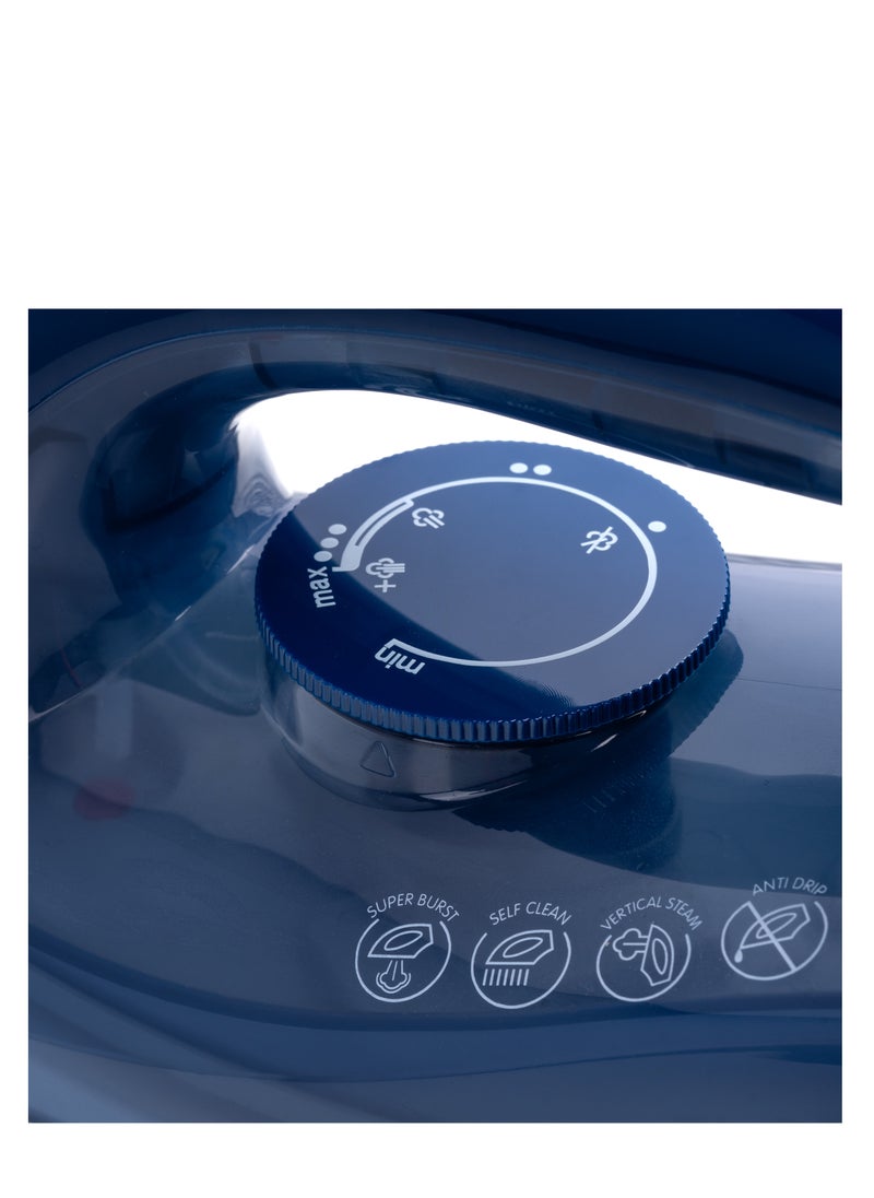 ELORA - Elora Multifunctional Steam Iron with Non-Stick Soleplate, Wet&Dry, Temperature Control,  Burst&Spray Function 2000-2400 W ELSI-2123 Blue - Image 1