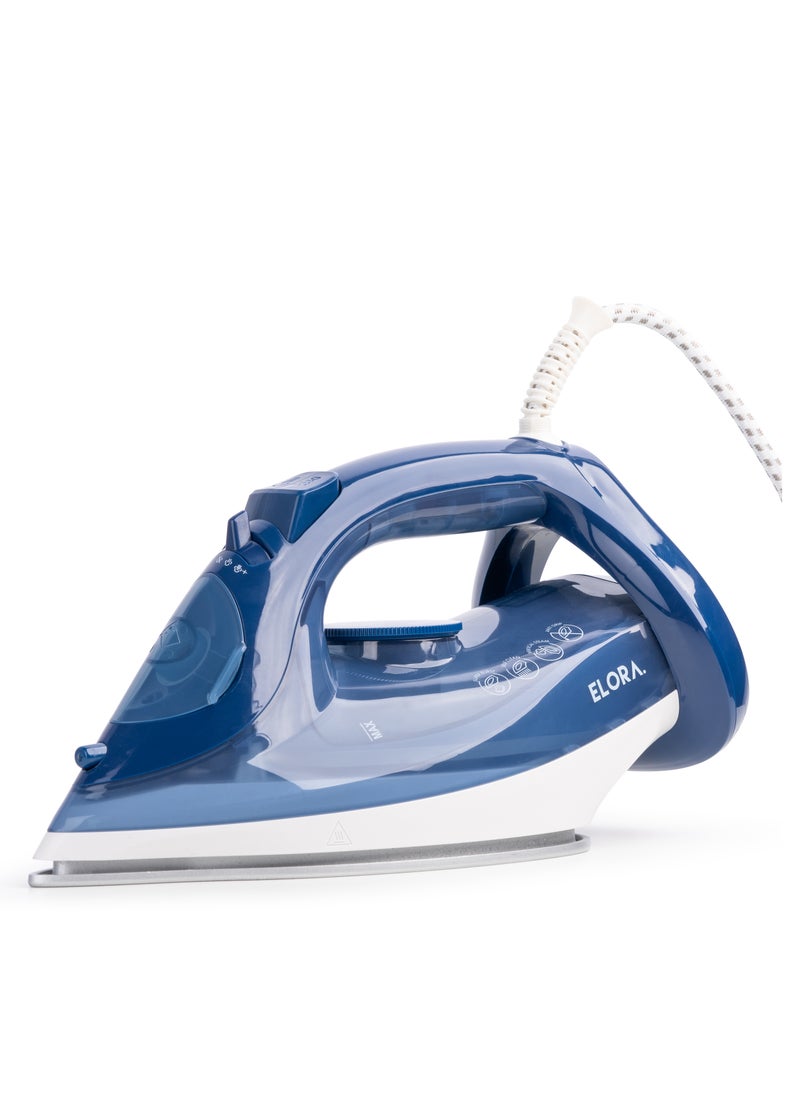 ELORA - Elora Multifunctional Steam Iron with Non-Stick Soleplate, Wet&Dry, Temperature Control,  Burst&Spray Function 2000-2400 W ELSI-2123 Blue - Image 1