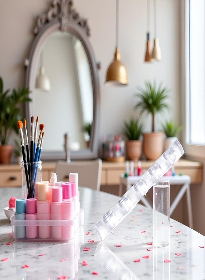 SquarezhenBo Brush Holder Nail Art Acrylic Simple Transparent Pen Brush Stand Brush Rest Brush Rest for 5 Nail Pens Gel Nails Nail Tools Nail Supplies Stylish Useful Paint Brush Holder Nail Art and Polish - Image 5