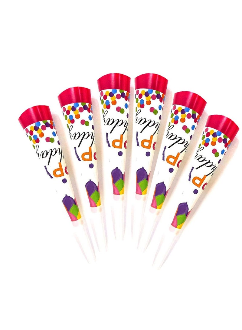 MARKQ Happy Birthday Party Blowers [6 Pack] Pink Whistle Blowout Horns For Adults, Kids Birthday Party Supplies, Noisemakers - Image 1