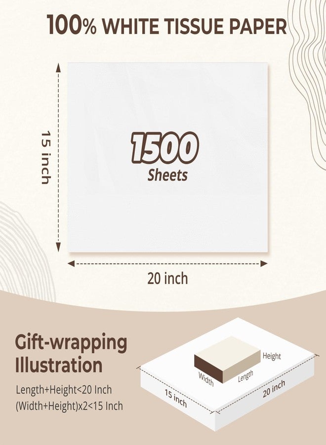 Simetufy 1500 Sheets White Tissue Paper, 15x20 Bulk Tissue Paper for Crafts Gift Bags Small Gift Wrapping Art ProjectsFestival Decorations Box Filler - Image 2