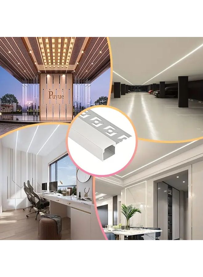10pcs 3.3ft 1m Pre Built Single Sided Aluminum LED Channel Lights With White Diffuser Compound Silvery Embedded Diffuser Channels For Drywall Walls And Ceilings LED Strip Lights Modern Wall Lighting Minimalist Design Smooth Finish - Image 5