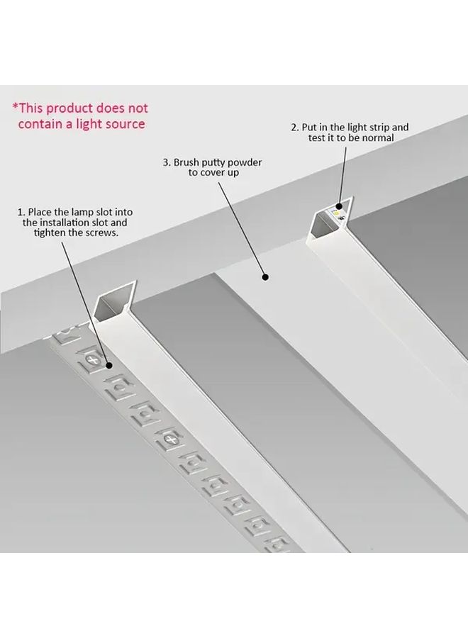 10pcs 3.3ft 1m Pre Built Single Sided Aluminum LED Channel Lights With White Diffuser Compound Silvery Embedded Diffuser Channels For Drywall Walls And Ceilings LED Strip Lights Modern Wall Lighting Minimalist Design Smooth Finish - Image 4