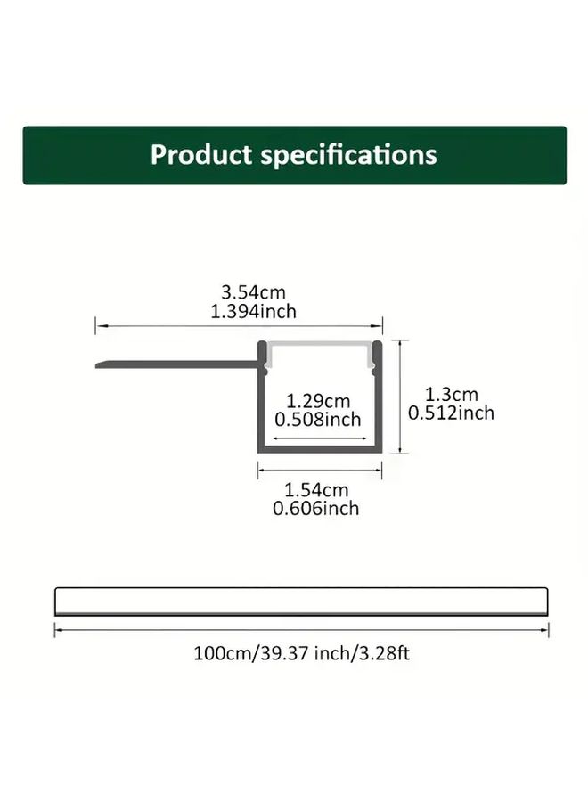 10pcs 3.3ft 1m Pre Built Single Sided Aluminum LED Channel Lights With White Diffuser Compound Silvery Embedded Diffuser Channels For Drywall Walls And Ceilings LED Strip Lights Modern Wall Lighting Minimalist Design Smooth Finish - Image 3