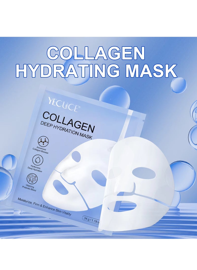 Yecuce - 6 Pcs Collagen Deep Hydration Mask Collagen Face Mask Set Hydrating Overnight Mask Pore Minimizing Elasticity Improvement Bio Collagen Mask Real Deep Mask Firming Moisturizing Nourishing Smooth Bio Collagen Face Mask 34g x 6 - Image 1