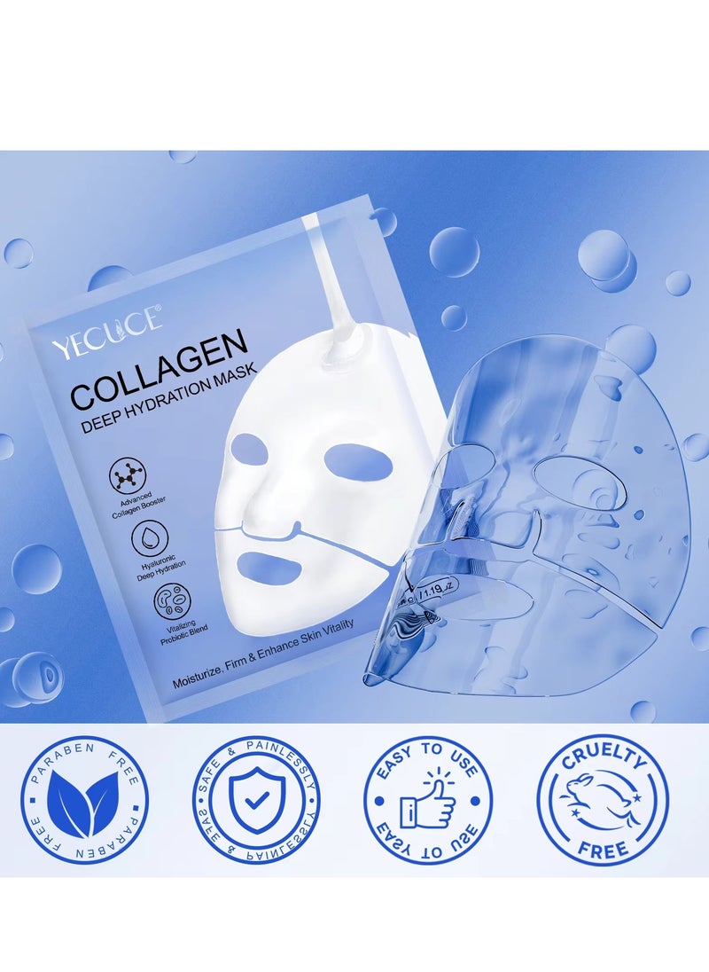 Yecuce - 6 Pcs Collagen Deep Hydration Mask Collagen Face Mask Set Hydrating Overnight Mask Pore Minimizing Elasticity Improvement Bio Collagen Mask Real Deep Mask Firming Moisturizing Nourishing Smooth Bio Collagen Face Mask 34g x 6 - Image 1