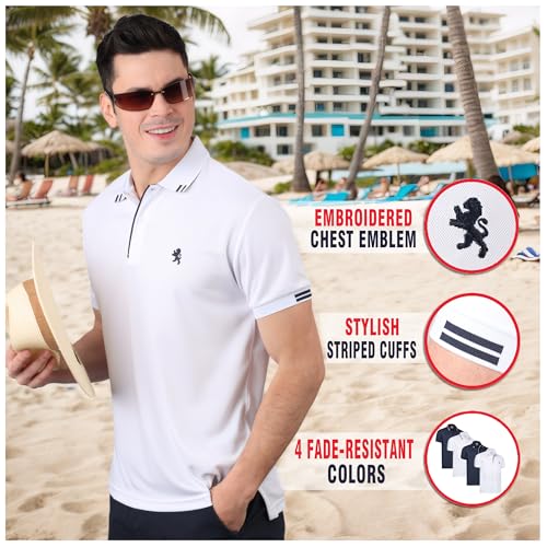 Albert Morris Mens Striped Short Sleeve Polo Shirts 4 Pack - Regular Fit - Multicolor - Captain Pack - X-Large - Image 4