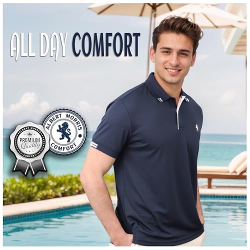 Albert Morris Mens Striped Short Sleeve Polo Shirts 4 Pack - Regular Fit - Multicolor - Captain Pack - X-Large - Image 5