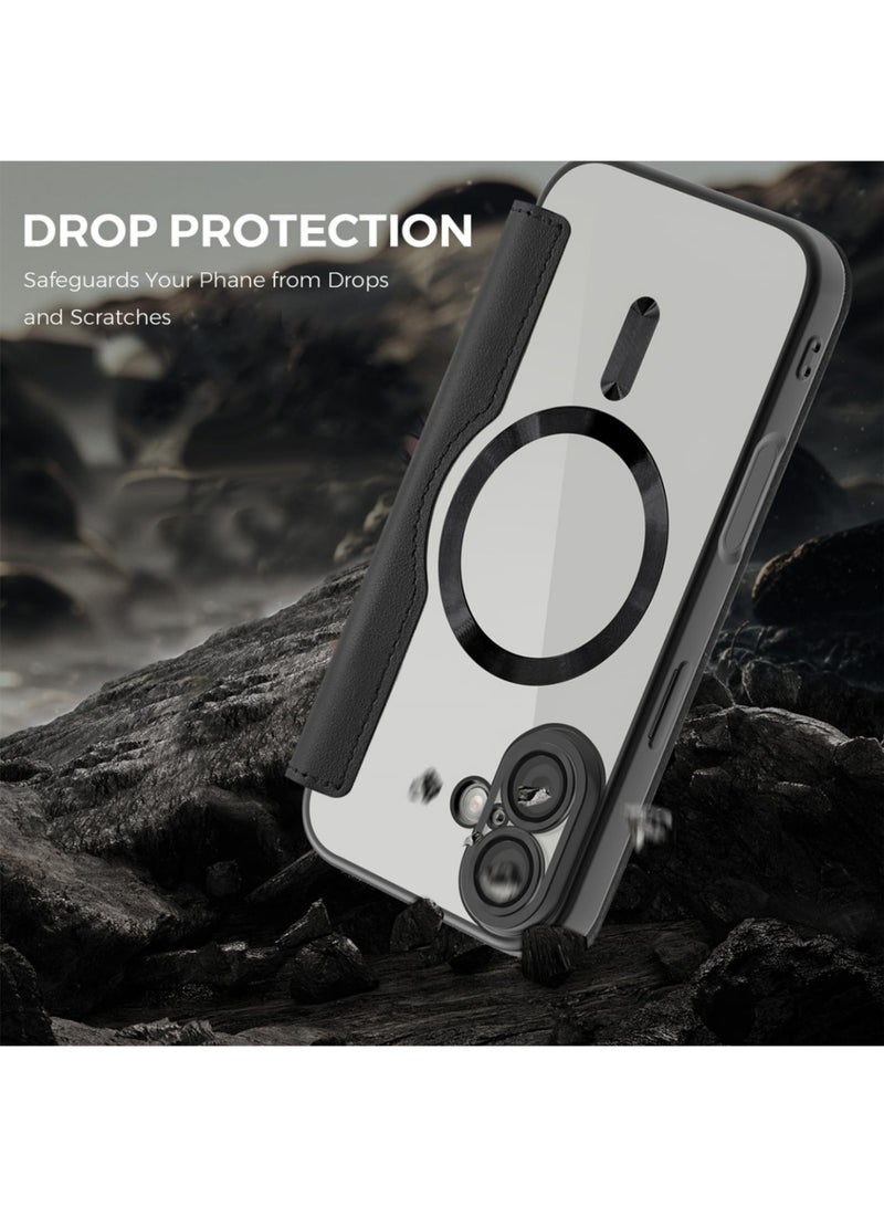 Abania iPhone 17 Wallet Case MagSafe Compatible RFID Blocking Card Holder Leather Flip Cover Shockproof Military Grade Drop Protection Raised Edges Screen Camera Protection - Image 4